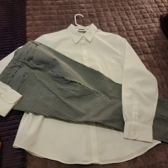 Pre-loved Jones New York white button down,Gap houndstooth ankle length pants. - Picture 1 of 12